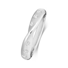 (O) 18ct White Gold 3.7mm Slight Court Comfort Ladies Diamond Wedding Band/Ring Brilliant Cut 0.13 Carat G - SI1