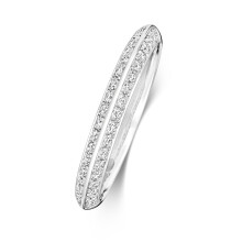 (J) 18ct White Gold 2.7mm Slight Court Comfort Half Eternity Diamond Wedding Band/Ring Brilliant Cut 0.40 Carat G - VS