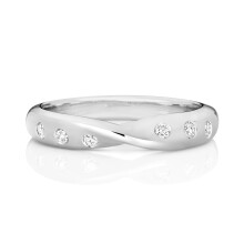 (N) 9ct White Gold 3.7mm Slight Court Comfort Ladies Diamond Wedding Band/Ring Brilliant Cut 0.13 Carat G-H - SI3-I1
