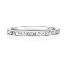 (L) 18ct White Gold 1.6mm Slight Court Comfort Ladies Milgrain Diamond Wedding Band/Ring Brilliant Cut 0.13 Carat G - VS