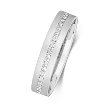 (K) 9ct White Gold 4mm Flat Court Comfort Ladies Half Eternity Diamond Wedding Band/Ring Brilliant Cut 0.22 Carat H - I1 I2