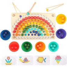 Montessori-spellen 2 3 4 5 - Fijne motoriek - Houten speelgoed - Kinderpuzzel - Activiteiten- en ontwikkelingsspeelgoed - Knikker-
