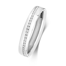 (P) 9ct White Gold 4mm Court Comfort Ladies Diamond Wedding Band/Ring Brilliant Cut 0.13 Carat H-I - I1