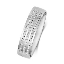 (L) 9ct White Gold 6mm Slight Court Comfort Channel Set Diamond Wedding Band/Ring Brilliant Cut 0.32 Carat H-I - SI3-I1