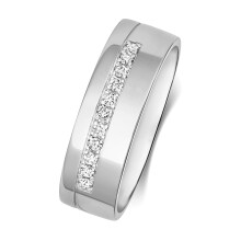 (P) 9ct White Gold 6mm Flat Court Comfort Ladies Half Eternity Diamond Wedding Band/Ring Brilliant Cut 0.15 Carat H - PK1