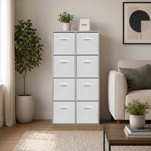 Charles Jacobs (8 White Drawers) Charles Jacobs Grey 8 Cube Open Book Shelf Storage Unit 1