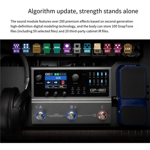 GP-180 Multi-Effects Processor Electric Guitar with Drum Machine Looper USB Support IR File Amp Modeling Footswitch 1