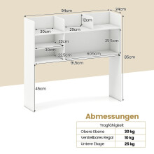 Organizador de escritorio con 6 estantes, ajustable, blanco