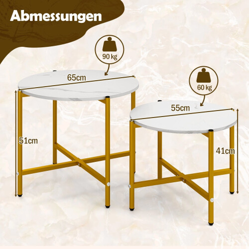 Ronde salontafelset, stapelbaar, metalen frame, wit