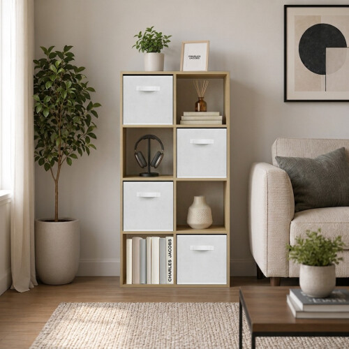 Charles Jacobs (4 White Drawers) Charles Jacobs Oak 8 Cube Open Book Shelf Storage Unit 1
