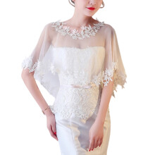 Stilvoller Spitzen-Hochzeitsschal, Capelet-Pullover-Design-Weiß