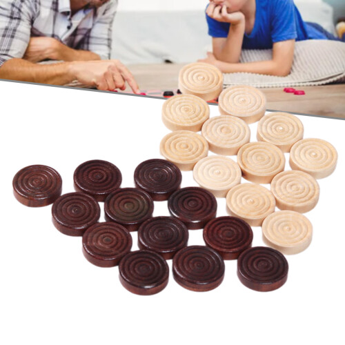 Checker Draughts Set, 24Pcs Draughts Pieces Wood Checker Drafts 1