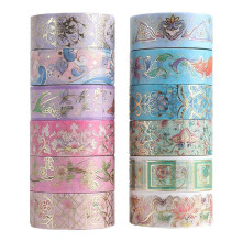Goldfolienblumen-Washi-Tape-Set, Florales Washi-Tape, Botanisches Washi-Tape für Tagebuch, Kunst und DIY-Handwerk