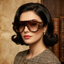 Lunettes de soleil œil-de-chat vintage écaille de tortue pour femmes, monture rétro oversize avec protection UV400 et légèreté