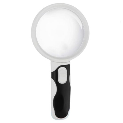 Ninth World 5X 10X Optical Magnifier, LED Light, 80mm Handheld Backlit Magnifier for Reading