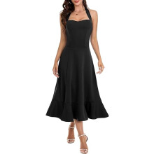 Women’s Black Maxi Cocktail Dress Flared Evening Occasion XL — black maxi dress, evening dress xl, flared party dress