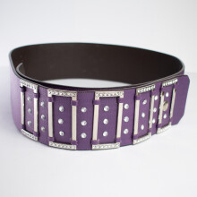 Ceinture pour pantalon femme 110 cm large Glamour Boho-glam cuir PVC violet — ceinture corset, accessoires robe