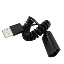 Câble adaptateur enroulé en spirale USB 2.0 mâle à femelle,-Noir