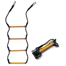 4-Steps Boat Rope Ladder, Portable Extension Marine Rope-Black