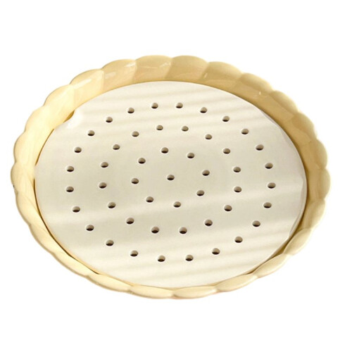 Rice Dumpling Steamer, About 21.7 X 3.5cm in Size, Ceramic Steamer Frame, Round Double-Layer Plate,Convenient