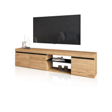 Mueble TV con almacenamiento en roble nude y ceniza 160 cm Ebos