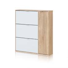 Zapatero de 4 puertas en blanco mate y roble canadian 106x115 cm Eris