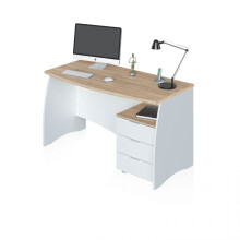 Mesa de escritorio con 3 cajones en blanco artik y roble canadian 136x67 cm Elan