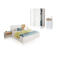 Dormitorio compuesto por 6 piezas en blanco artik y natur Nitza 5C Max V1