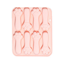 3D Bakeware Cat Paw Silicone Mold 8Cavity Cake Fondant-Pink