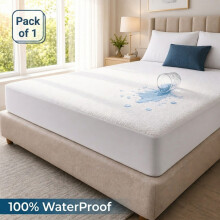 (3FT Single, Pack of 1) Cotton Terry Towel Mattress Protector 30cm | 100% WaterProof Breathable & Washable Fitted Cover