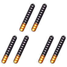 6Pcs Motorcycle Flowing Water Tail Brake Lights 12 Led Turn Signals Strip 3528Smd License Plate Light