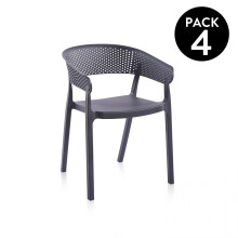 Pack 4 sillas de exterior en antracita 54x50,5 cm Diza