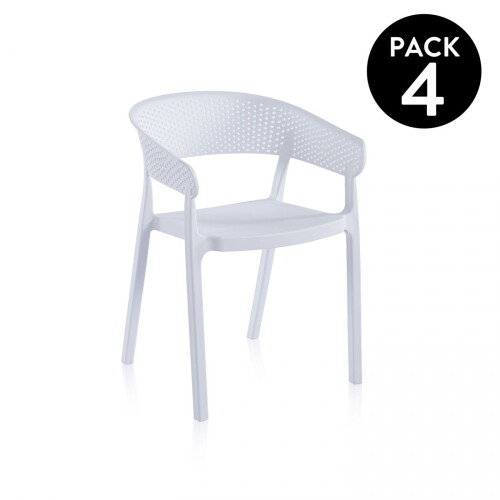 Pack 4 sillas de exterior en blanco 54x50,5 cm Diza