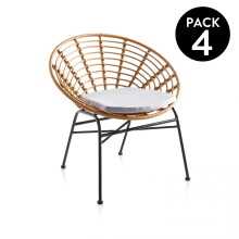 Pack 4 sillones de ratán 70x60 cm Talma