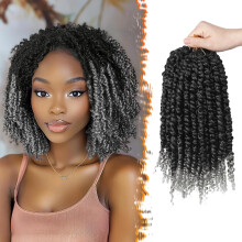 Passion Twist Synthetic Hair Curly Set of 8 Packs Black 30 cm — black synthetic hair, passion twist hair
