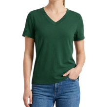 T-shirt Tunique pour Femme à Manches Courtes, Col en V, Élégant Vert S — haut femme chic, blouse viscose fluide