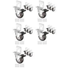 Side Mount Casters,Casters Set of 20 with Brake,L-Shape Plate Small Wheels for Furniture,Cabinet Casters,1 in(L-Shape)