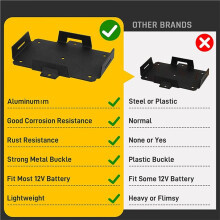 2X Small Battery Tray Fit 12V-6V / 6AH 7AH 8AH 9AH 12AH 15AH, Adjustable Hold-Down Strap Battery Mount