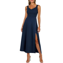 Robe de Cocktail de Soirée Élégante Maxi avec Fente Bleu Marine XL — robe invité mariage, robe décolletée
