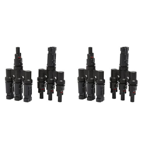 4X Photovoltaic Connector T-Type Four-Way One-Point Four-Way Conversion Connector Solar Panel Assembly Parallel Plug