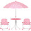 Kindertischset mit 2 Klappstühlen und Sonnenschirm, rosa 1