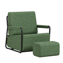 SoBuy Dark Green Fabric Armchair with Footstool