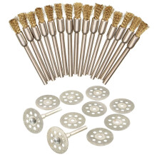 10PCS 22mm Diamond Cutting Disc Saw Blade Mill Sheet with 45Pcs Copper Wire Brush Wheel Sanding Accessories