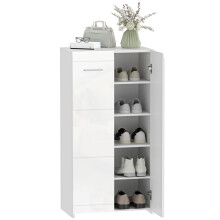 High Gloss Shoe Cabinet with Adjustable Shelves White