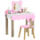 Kids Dressing Table Set with Stool Bear Mirror Pink 1