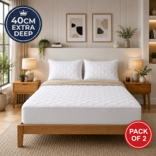 (Small Double, 2 Bed Pack) Quilted Mattress Protector 40cm Extra Deep | Soft Microfiber Polyester Filled Comfort Bed Protector