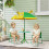 Kindergartenmöbelset mit Tisch, Stühlen und Sonnenschirm, Grün/Gelb 3