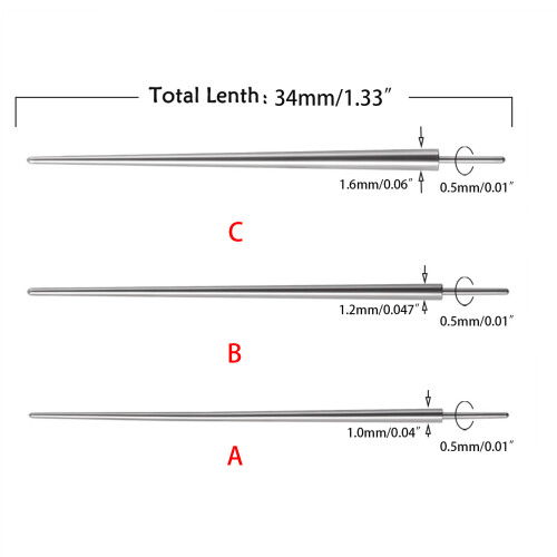 14G/16G/18G Piercing Taper Insertion Pin Piercing Tools-1.6mm 2