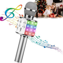 4-in-1 Wireless Karaoke Microphone with LED Lights - Portable Home KTV Player