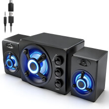 2.1 Computer Speakers with Subwoofer Black RGB Hi-Fi USB/3.5mm Aux
